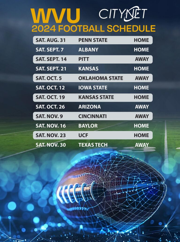 WVU Football Schedule 2024 cut